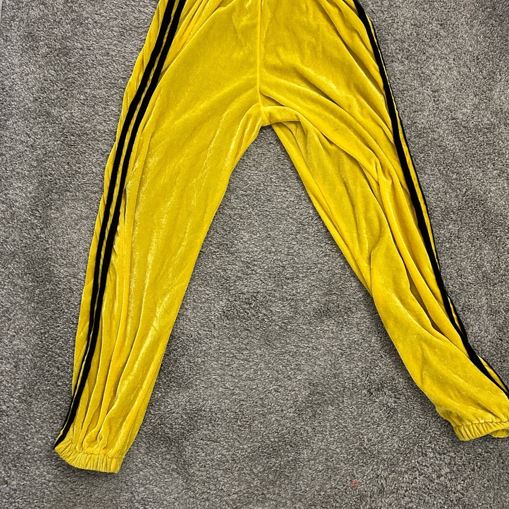 O-Mighty Written and Directed by Quentin Tarantino Yellow Velour Track Pants - Picture 2 of 4
